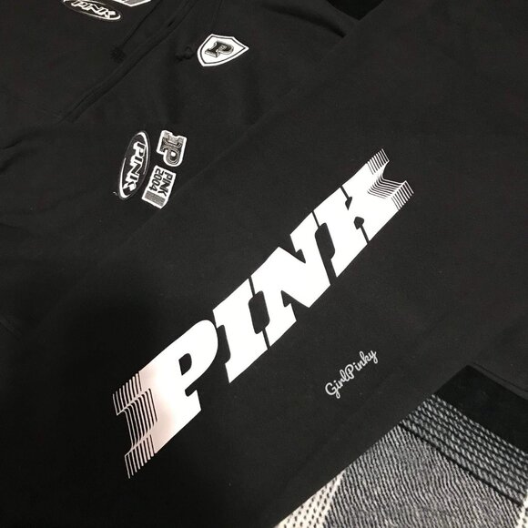 victoria secret PINK RACING sweatpants OUTFIT & FULL ZIP IN BLACK SIZE SMALL - Picture 6 of 12